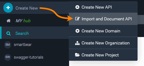 The Import and Document API menu command