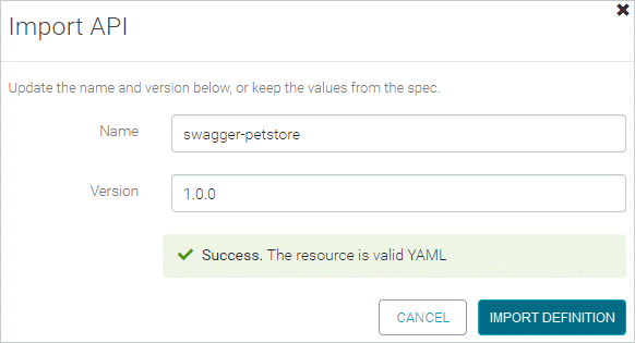 Importing an API - Step 2